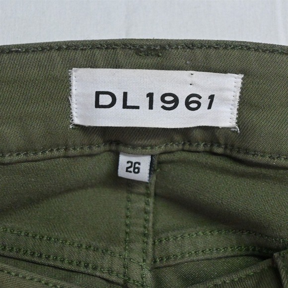 DL1961 26 Margaux Raw Hem Instasculpt Ankle Skinny Green Stretch Denim Jeans - Picture 3 of 7
